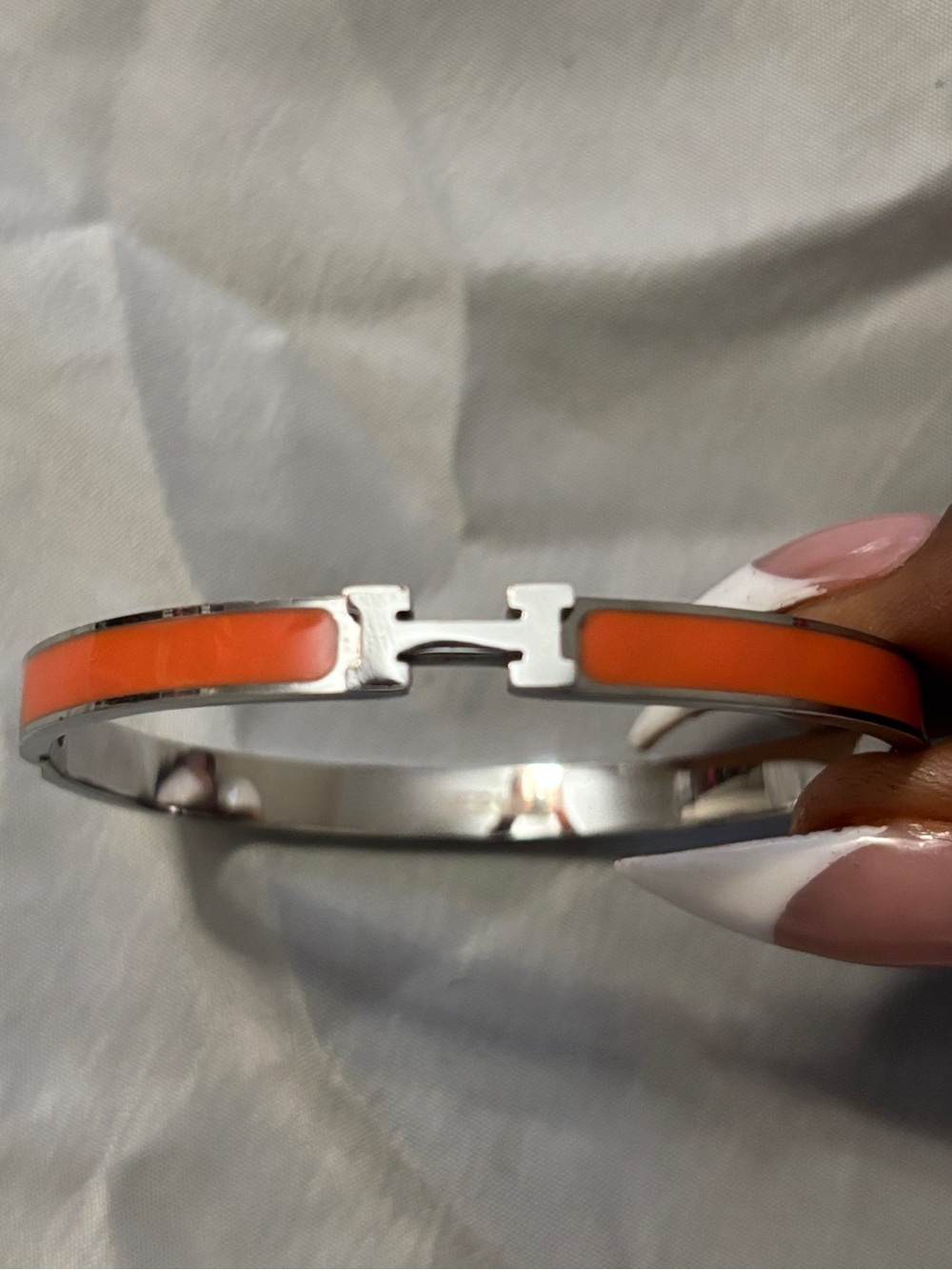 Hermes Orange Enamel Bangle Bracelet